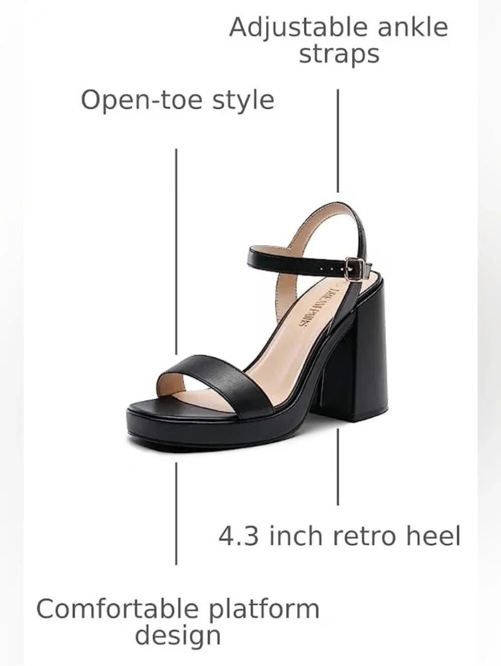 (D-4862) DREAM PAIRS Platform Chunky High Heel Sandals Sz 8